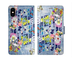 [iPhone11 Pro Max] iPhone15 ケース スカラー スマホケース 手帳型 iPhone16 ケース iPhone 16 15 14 13 SE 第3世代 第2世代 スマホカバー 全機種対応 手帳 ScoLar デニム フラワー チョウ ス