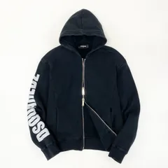 44h26 DSQUARED2 ディースクエアード イタリア製 サイドロゴプリント ジップアップパーカー フーディ S74HG0069 Mサイズ ブラック コットン メンズ o07t
