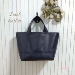 ネイビー☆ラムレザートートバッグ