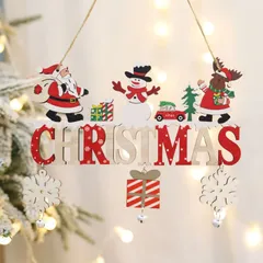 クリスマスツリー 木製 オーナメント リース 壁掛け 壁飾り 玄関飾り サンタクロース サンタさん 雪だるま スノーマン トナカイ おしゃれ 可愛い 吊下げ装飾 クリスマスムード 冬 子供部屋 キッズルーム ドア飾り 人気 プレゼント 新品未使用 送料無料
