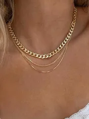 ジュエリー レディース ネックレス レイヤード レイヤードチェーン ネックレス 3本セット シンプルファッション