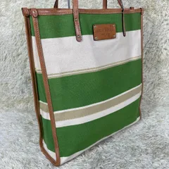 ケイトスペード　ハンドバッグ　キャンバス　レザー　グリーン　A4可　ゴールド金具