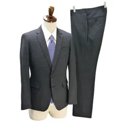 MODA RITORNO 2つボタン シングルスーツ YA4 S ダークグレー 暗灰色 チェック ノータック 本切羽 春秋 合物 172023  5NE046 【送料無料】【中古】【メンズビジネス】202505