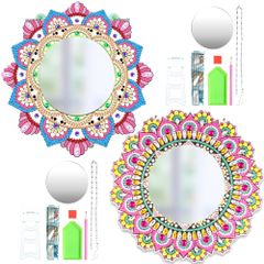 SALUDABLE ダイヤモンドアート キット 鏡 ビーズアート 工作 手芸 大人 手作り 初心者 (2個セット ①DJZ001&②DJZ002)