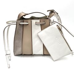 【K690】TOD'S （トッズ）/TSC Sacca Micro Bag/LP46/ショルダーバッグ/アイボリー×グレーベージュ×マルチ