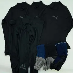 [5点セット] プーマ PUMA アディダス adidas 長袖 インナー タイツ S ブラック おまけ 5本指ソックス 3点