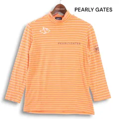 PEARLY GATES パーリーゲイツ ゴルフ 通年 モックネック♪ 長袖 ボーダー カットソー インナー シャツ Sz.2 レディース