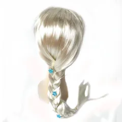 キッズ女の子アナ雪エルサ風 ウィッグ 100 120 130 140 150 ディズニー水色ブルーエルサ青コスプレ子供プリンセス　シルバー　銀髪