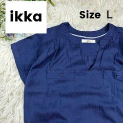 イッカ　CIQUETO ikka トップス ネイビー 半袖 スキッパー