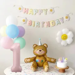 バースデー 飾り 風船 セット　誕生日　マカロン　1歳　２歳　3歳　４歳　５歳　６歳　７歳　８歳　９歳　男の子　女の子　バースデーのための飾りセット　HAPPY BIRTHDAY 　デコレーション