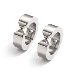 【特売】ALOHAMONI (アロハモニ) フェイクピアス イヤーカフ イヤリング ブラック シルバー 黒 銀 両耳 2個 セット フープ リング ノンホール フェイク ピアス レディース メンズ ユニセックス 男女兼用 バネ式 スプリング 挟むだけ 簡単 装