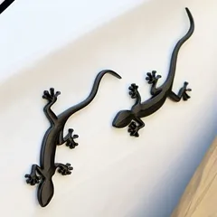 2個セット 金属 トカゲ メタルステッカー 車用 10cm ヤモリ 爬虫類 ブラック 黒 プレート 3D 立体 おしゃれ 貼り付け 両面テープ シール オートバイ バイク 外装 飾り エンブレム  t7870