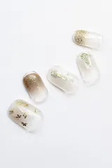 【新品未開封】 夏 春 ウェディング 手 シンプル ブライダル 貼るだけ クリア 結婚式 硬化不要 硬化タイプ ネイルシール 白 ニュアンス ゴールド ８サイズ２０枚入り ＆ ホワイトニュアンス 日本製 NAIL S＆K