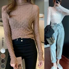 1A22【送料無料】ハイネック シアートップス チュールトップス レディース 長袖 ハイネック メロウ インナー レイヤード 冷房 薄手 きれいめ 白 ホワイト アイボリー ブラック ダークグレー ダークブラウン ブラウン 【送料無料】