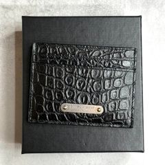 【新品未使用】 YSL SAINT LAURENT サンローラン / メタルロゴクロコカードホルダー カードケース 定期入れ クロコ型押しレザー ブラック 462364