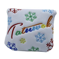 ゴルフヘッドカバー パターカバー(マレット型） スコッティーキャメロン オデッセイに適合 マグネット開閉式 方型　雪の花 刺繍