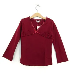 エル カットソー シャツ 未使用 長袖 ストレッチ ブランド トップス キッズ 女の子用 120サイズ エンジ色 ELLEのサムネイル