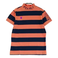 サイズ：1 PEARLY GATES パーリーゲイツ  モックネック 半袖　Tシャツ ボーダー柄 オレンジ系 [240101234462]# ゴルフウェア レディース ストスト
