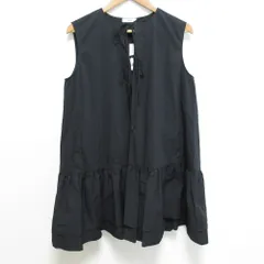 未使用 yori ヨリ ダブルフレアジレ リボン ベスト ブラウス YR1925-092SM サイズF ブラック  レディース 古着 中古 USED