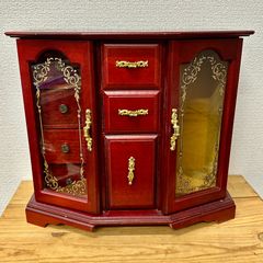 アンティーク ジュエリーボックス 象嵌 オルゴール ミラー 引出し付き