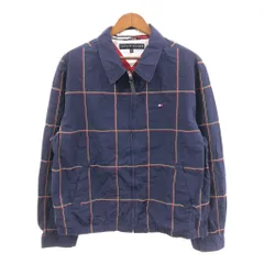 TOMMY HILFIGER トミーヒルフィガー チェック スイングトップ ジャケット 大きいサイズ ネイビー (メンズ XXL) 中古 古着 Q1125