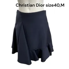 美品　クリスチャンディオール　Christian Dior 上品な濃紺　美形　フレア　スカート  40、M レディース　S5Q023