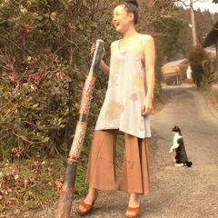 つつむ ヘンプのフレアーパンツ●ブラウン