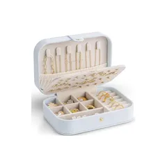 VLANDO ジュエリーボックス 持ち運び ピアスケース 携帯用 コンパクト アクセサリーケース 可愛い 旅行用 ジュエリーケース ミニ ピアス リング アクセサリー収納 (ブルー)