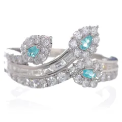 指輪 レディース パライバトルマリン リング プラチナ バケットカット ダイヤモンド Pt950 ペアシェイプ 刻印入り 鑑別書付き 日本製【人気アイテム】【アクセサリーマート/メルカリShops店】