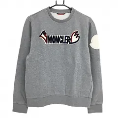 【美品】モンクレール トレーナー グレー×ネイビー 裏起毛 スウェット 立体ロゴ ビッグワッペン メンズ 2 ゴルフウェア MONCLER