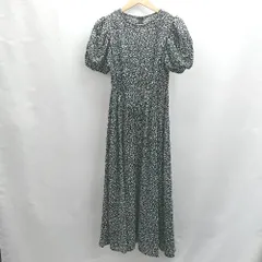 ◇ ⊂ LAUIR ラウアー 花柄 半袖 ロング ワンピース サイズM ブラック レディース E  【1503050007856】