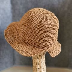 サマーハット：春夏用・フリルブリム《マホガニー》ハンドメイド
