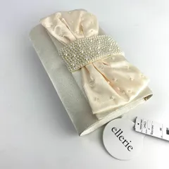 新品 未使用 リボン×パールビジュー付き 2WAYパーティーバッグ シャンパンゴールド クラッチ＆ショルダー 結婚式・二次会に