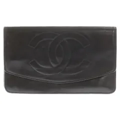 CHANEL (シャネル) ラムスキン ロングウォレット 長財布 ブラックのサムネイル