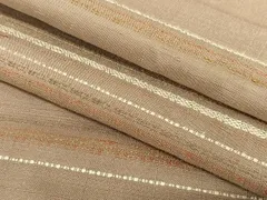 平和屋着物●上質な紬　刺繍　横段文　正絹　逸品　AAAX0793zg