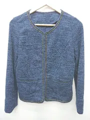 ◇ CLEdesZONES<!-利用不可文字-!>クレデゾーン 装飾ビジュー 長袖 ジャケット サイズ40 ネイビー ブラック系 レディース P  【1408200009202】