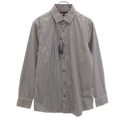 未使用 Banana Republic バナナリパブリック ストライプ柄 長袖 ノンアイロン コットンシャツ L ブラック メンズ 古着