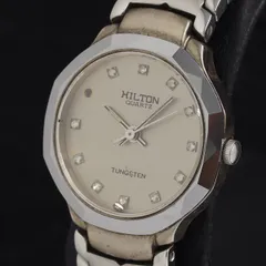 HILTON 純金インゴット埋込み　腕時計　竜頭18K合皮ベルト　レディース 稼働 超美品 ELGIN レディースウォッチ ファインゴールド