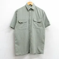 S/古着 バナナリパブリック 半袖 ブランド シャツ メンズ 80s コットン 緑系他 グリーン ストライプ 25may28 中古 トップス