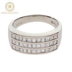 【未使用品】バケット ダイヤモンド リング  Pt900 プラチナ 1.00ct 33石 レクタンギュラー ステップカット レディース ジュエリー アクセサリー 指輪 15号 #56 鑑別書付き