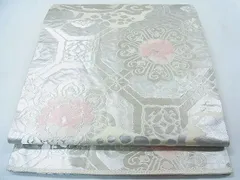平和屋着物◎西陣　服部織物謹製　六通柄袋帯　道長蜀江花文　銀糸　こはく錦　逸品　CAAB1373in