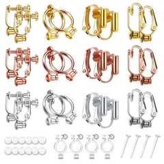 新品 イヤリングパーツ イヤリングコンバーター アクセサリー シークレット ピアス 変換 ノンホール 金具 シリコン カバー 付き アレルギー対応 材料 手芸 DIY ネジ式 クリップ式 フープ式 ネジフープ式 樹脂製コンバーター付 3色 12ペア24個入り