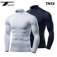 【 THESEUS 】 テセウス  TN12 ホワイト ネイビー 色違い２枚セット メンズ シャツ インナー 長袖 コンプレッションウェア スポーツ ジム ランニング サッカー ウェア ゴルフ 春 夏 秋 冬 丸首  冷感 速乾 軽量 伸縮性