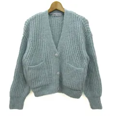 ザラ カーディガン トップス 長袖 Vネック ビジューボタン レディース Sサイズ 水色 ZARA 【中古】