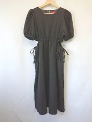 ◇ ⊂ repipi armario レピピアルマリオ サイドカット 半袖 ロング丈 フレア ワンピース サイズL ブラック系 レディース E  【1508060005090】