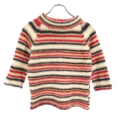 バーバリーブルーレーベル 三陽商会 ボーダー 5分袖 ハイネック ニット 38 BURBERRY BLUE LABEL セーター レディース 古着 【231024】