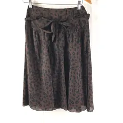 ソニアリキエル SONIA RYKIEL スカート ヒョウ柄 腰ひも付 裏地付き バックファスナー ブラウン 38サイズ 949901