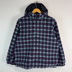 EASTBOY イーストボーイ ボア リバーシブル ナイロン ジャケット ハーフジップ チェック柄 総柄 パープル レディース 9サイズ 古着 ストリート　テック系