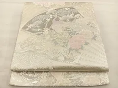 平和屋着物◎六通柄袋帯　唐織　プラチナ箔　花鳥文　正絹　逸品　BAAT4842hz