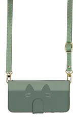 iPhone15Pro  ケース 手帳型 iPhone15 プロ スマホケース スマホショルダー レザー ストラップ 猫 ネコ 黒猫 シンプル かわいい ピンク 調節可能 130cm  カラー07